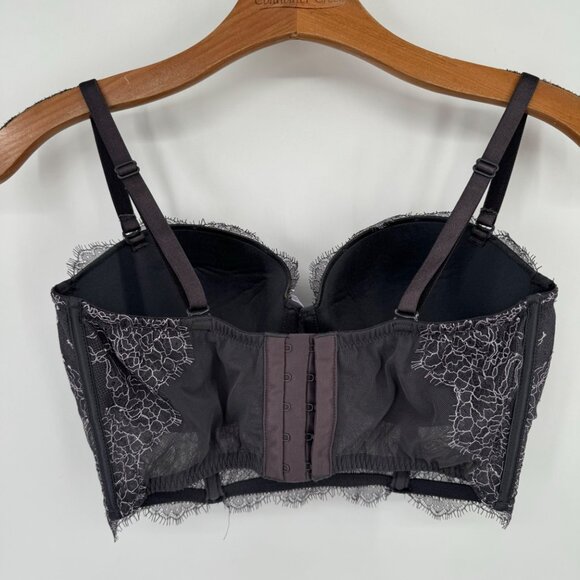 Victoria's Secret Lace Underwire Bustier bra Adjustable Straps gray lavendar 34d - Picture 4 of 7